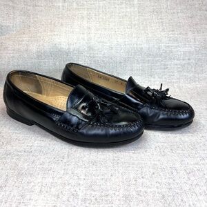 Cole Haan mens pinch tassel loafers black leather slip on dress shoes size 9.5C